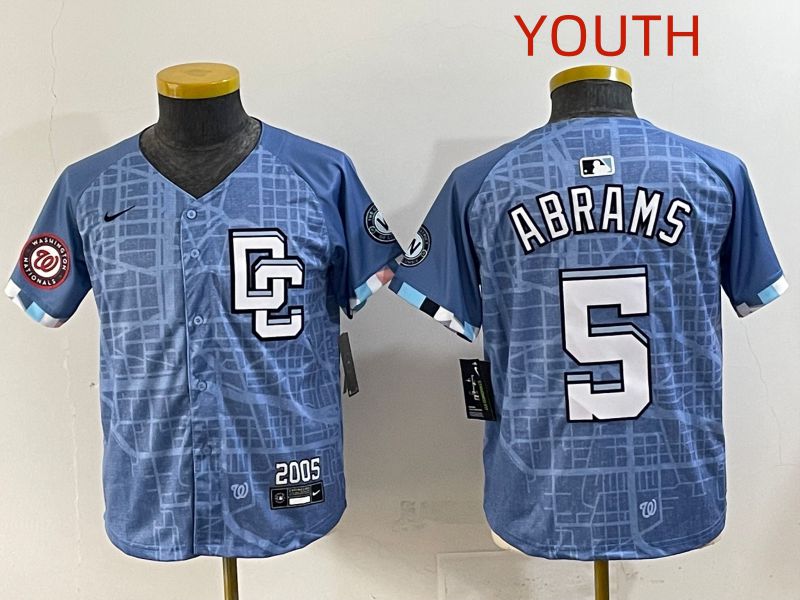 Youth 2025 Washington Nationals #5 Abrams Blue Joint Name Nike MLB Jersey style 7